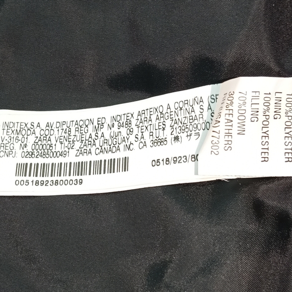 Zara basic black puffer down jacket. Women's size medium - Picture 6 of 9